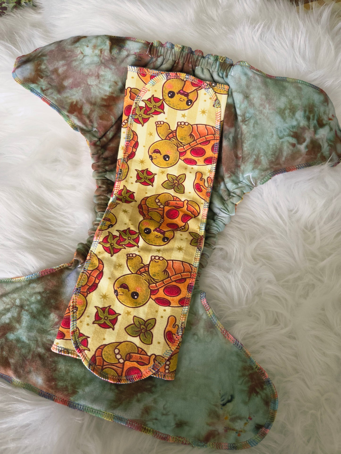 "Pizza Turtle" Reversible Extended One Size Fitted