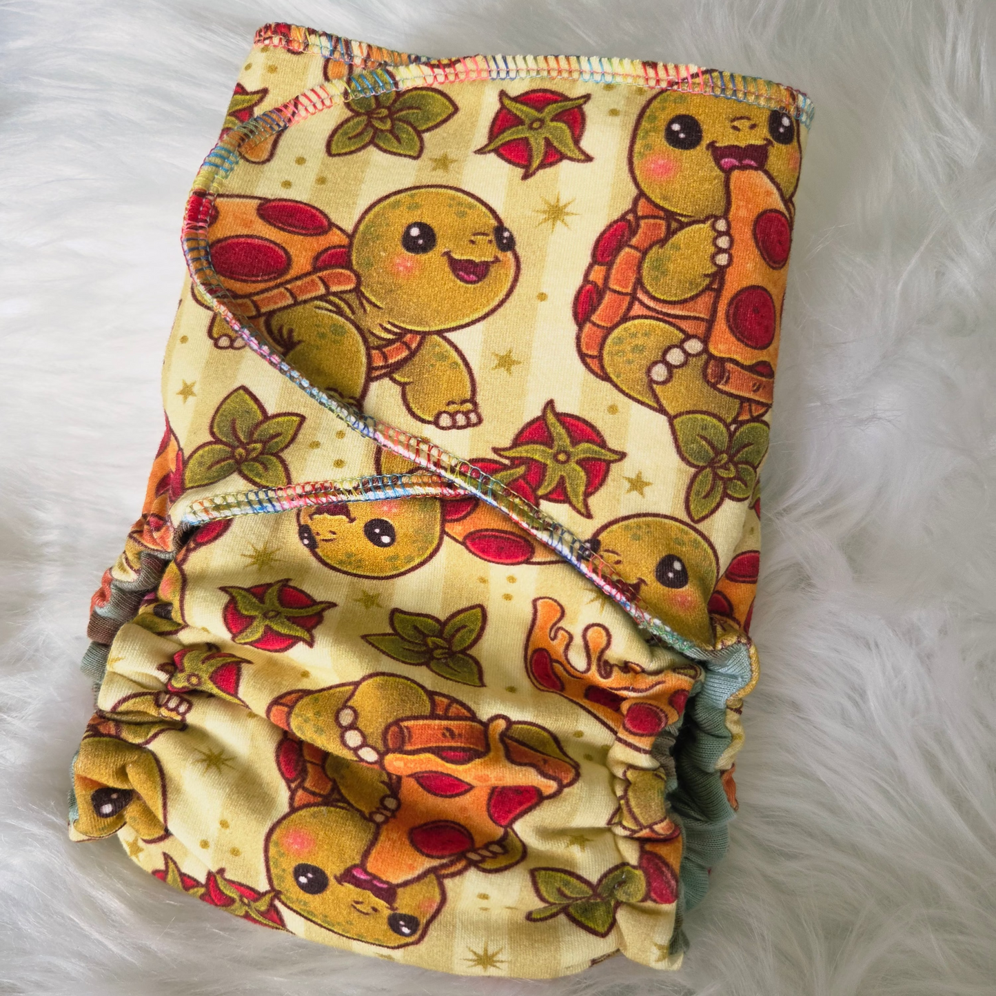 "Pizza Turtle" Reversible Extended One Size Fitted